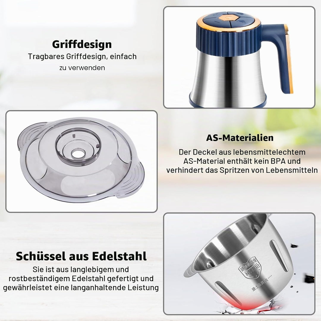 5L Zerkleinerer Küche Elektrisch, Fleischwolf Elektrisch, Multizerkleinerer Edelstahl mit 5 Geschwin