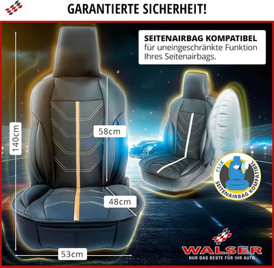 Walser Premium Sitzauflage Auto Kimi, Sitzschoner Auto schwarz, Vergleichssieger* Auto Sitzauflagen,