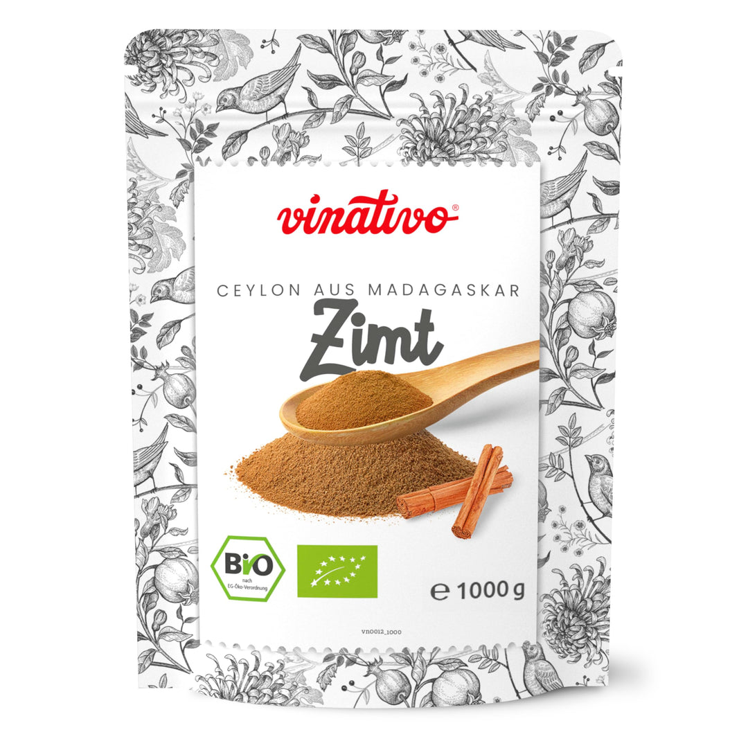 vinativo Zimt BIO – Ceylon aus Madagaskar – 1kg – Pulver – fein gemahlen und schonend getrocknet– bi