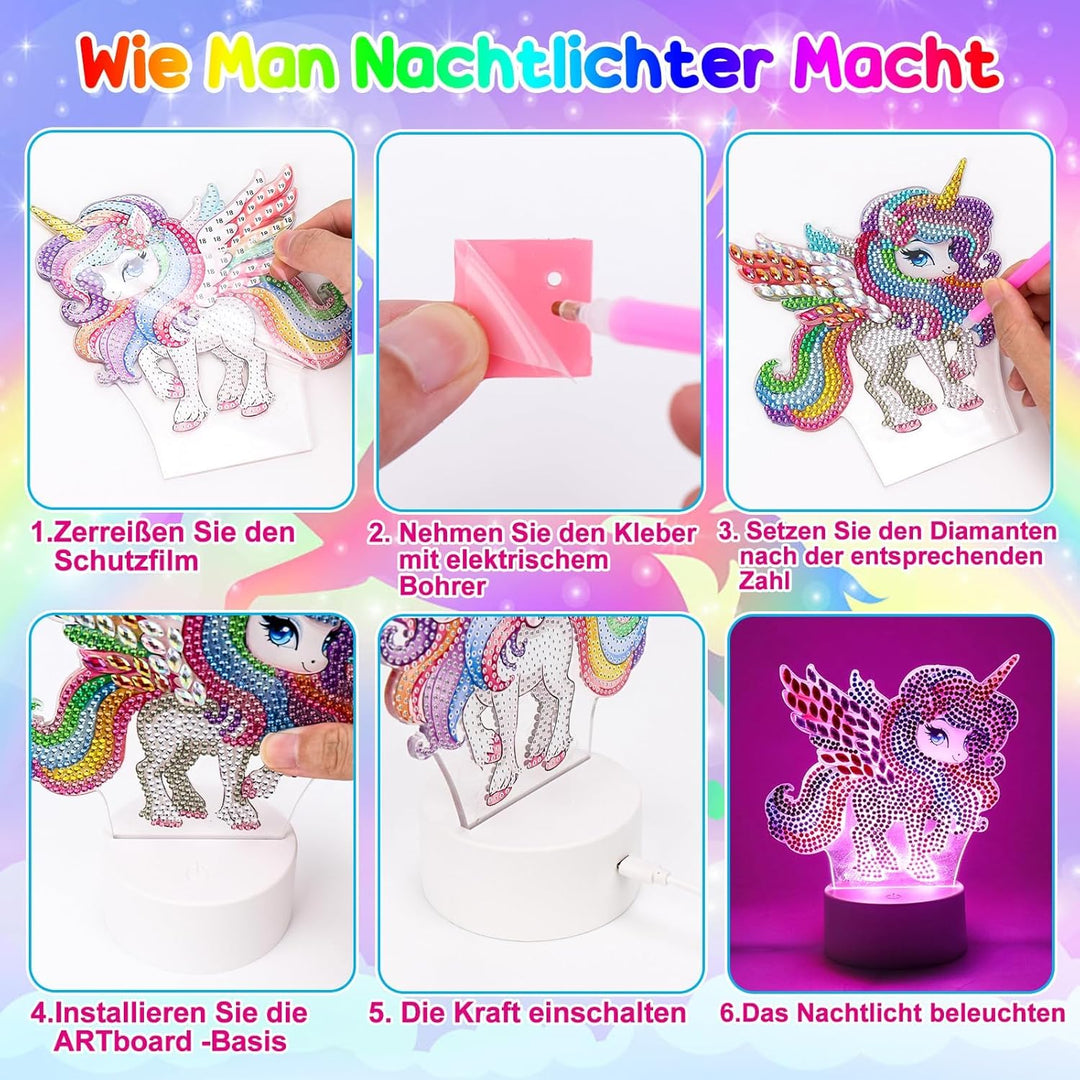 Zoyomax Diamond Painting Nachtlicht, Basteln für Erwachsene, 3D Kreative Diamond Painting Lampe Einh