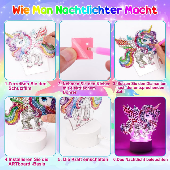 Zoyomax Diamond Painting Nachtlicht, Basteln für Erwachsene, 3D Kreative Diamond Painting Lampe Einh