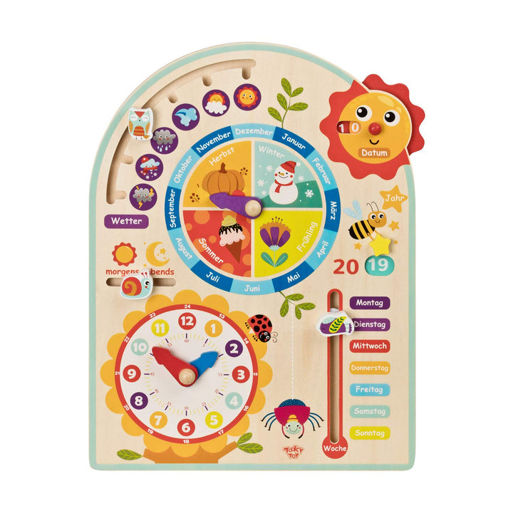 Tooky Toy Kalenderuhr Jahresuhr - Kinder Lernuhr - Holz Spielzeug Lern-Spielzeug - Uhr - Jahreszeite