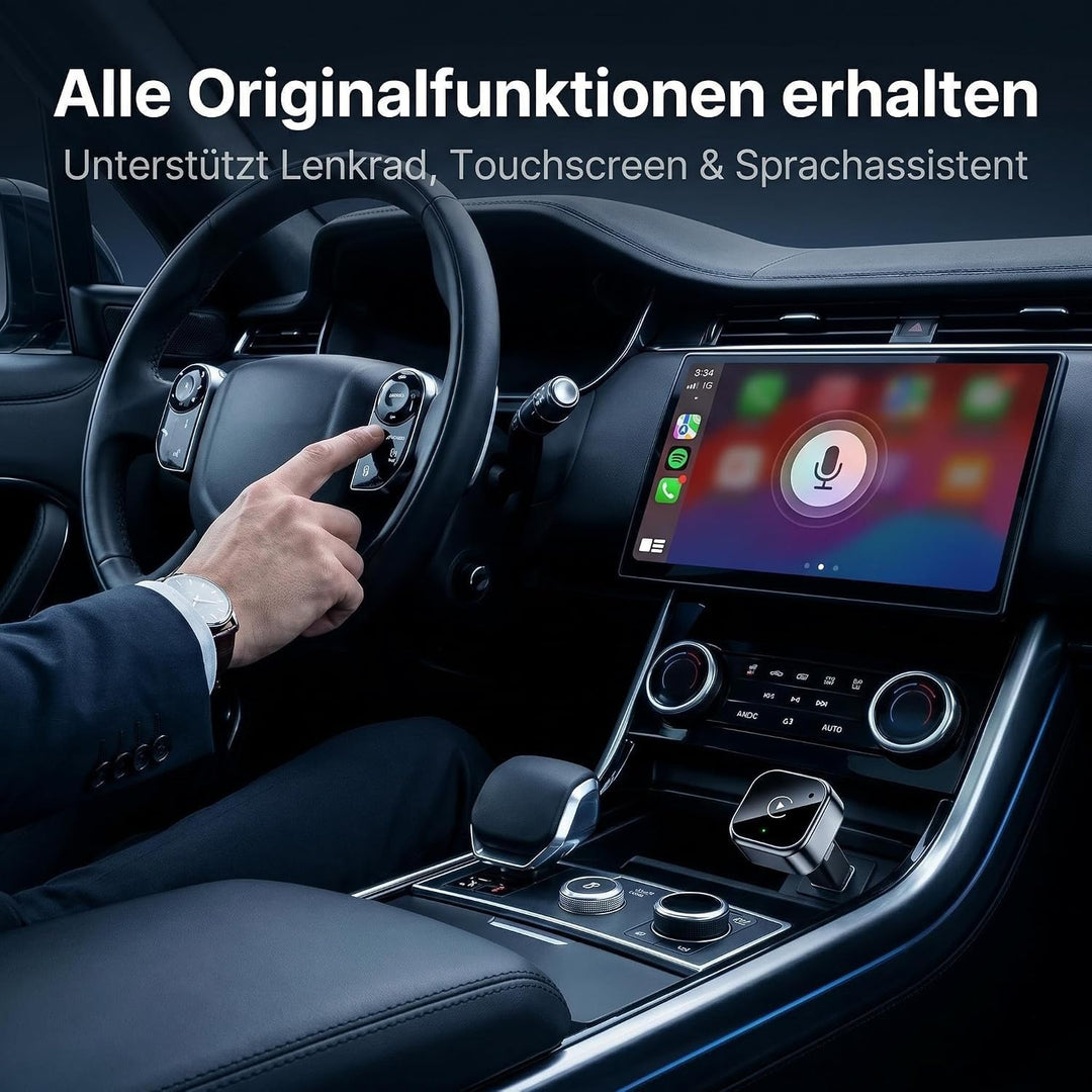 2-in-1 Wireless CarPlay Android Auto Adapter, Plug & Play, Schnell & Stabil | 5,8GHz Wi-Fi, Niedrige