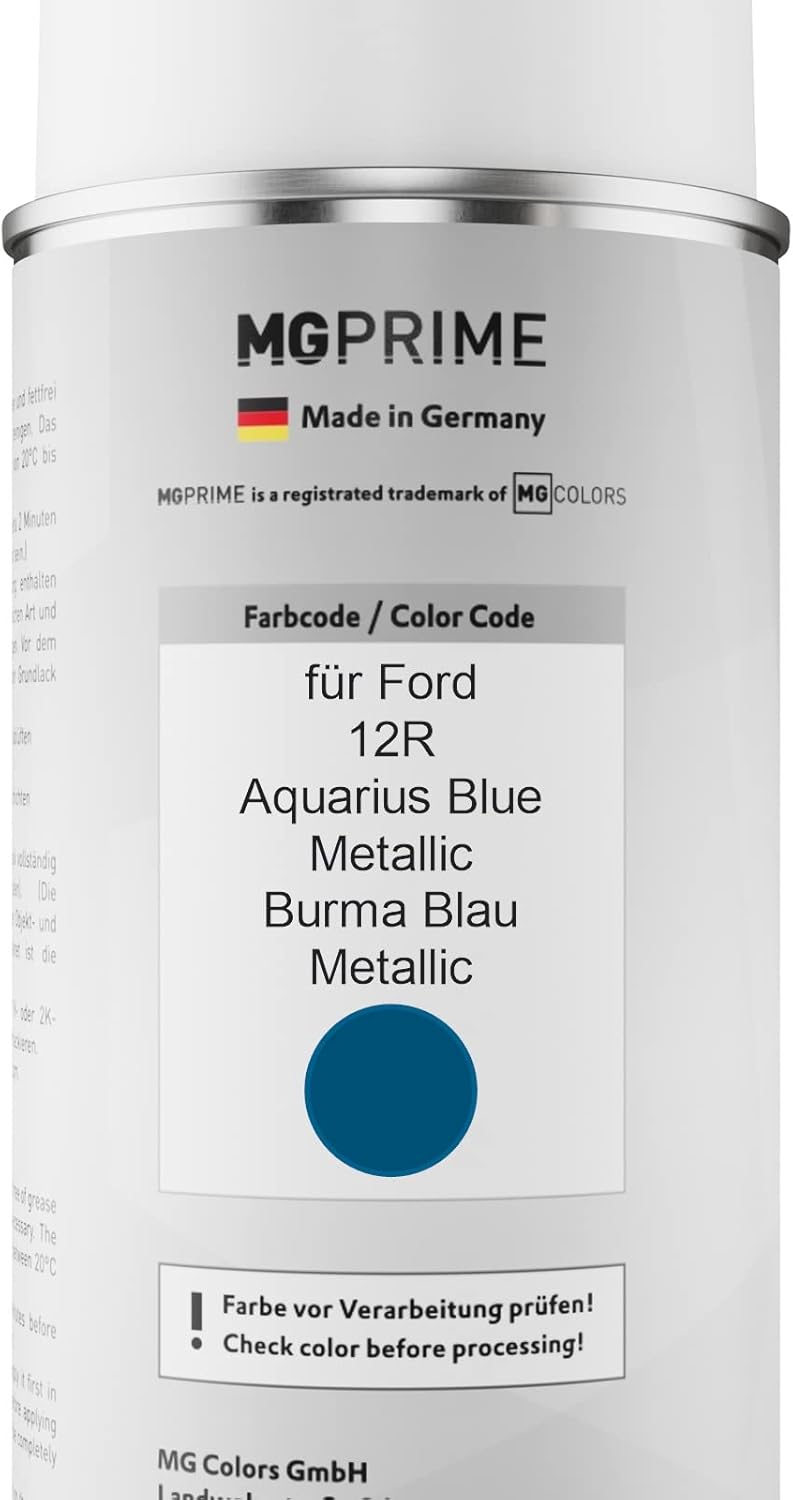 MG PRIME Autolack Sprühdosen Set für Ford 12R Aquarius Blue Metallic/Burma Blau Metallic Basislack K
