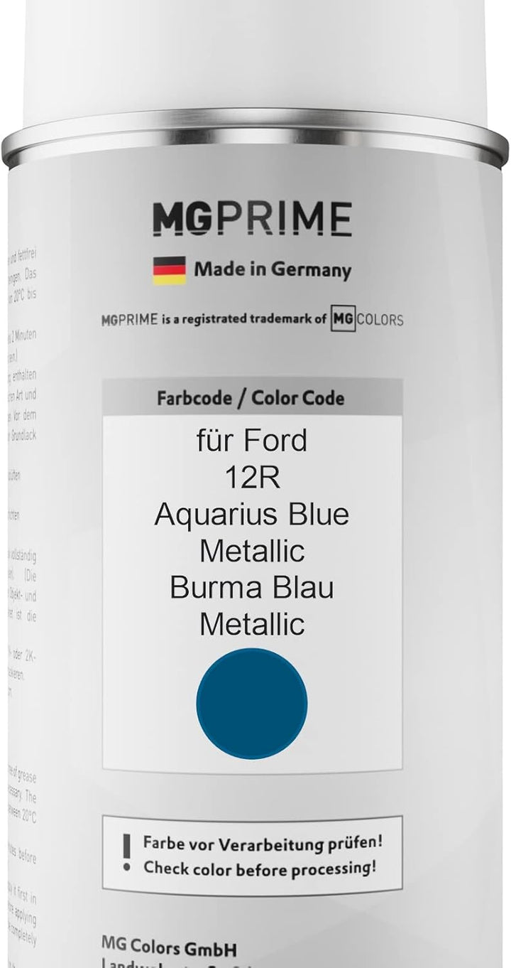 MG PRIME Autolack Sprühdosen Set für Ford 12R Aquarius Blue Metallic/Burma Blau Metallic Basislack K