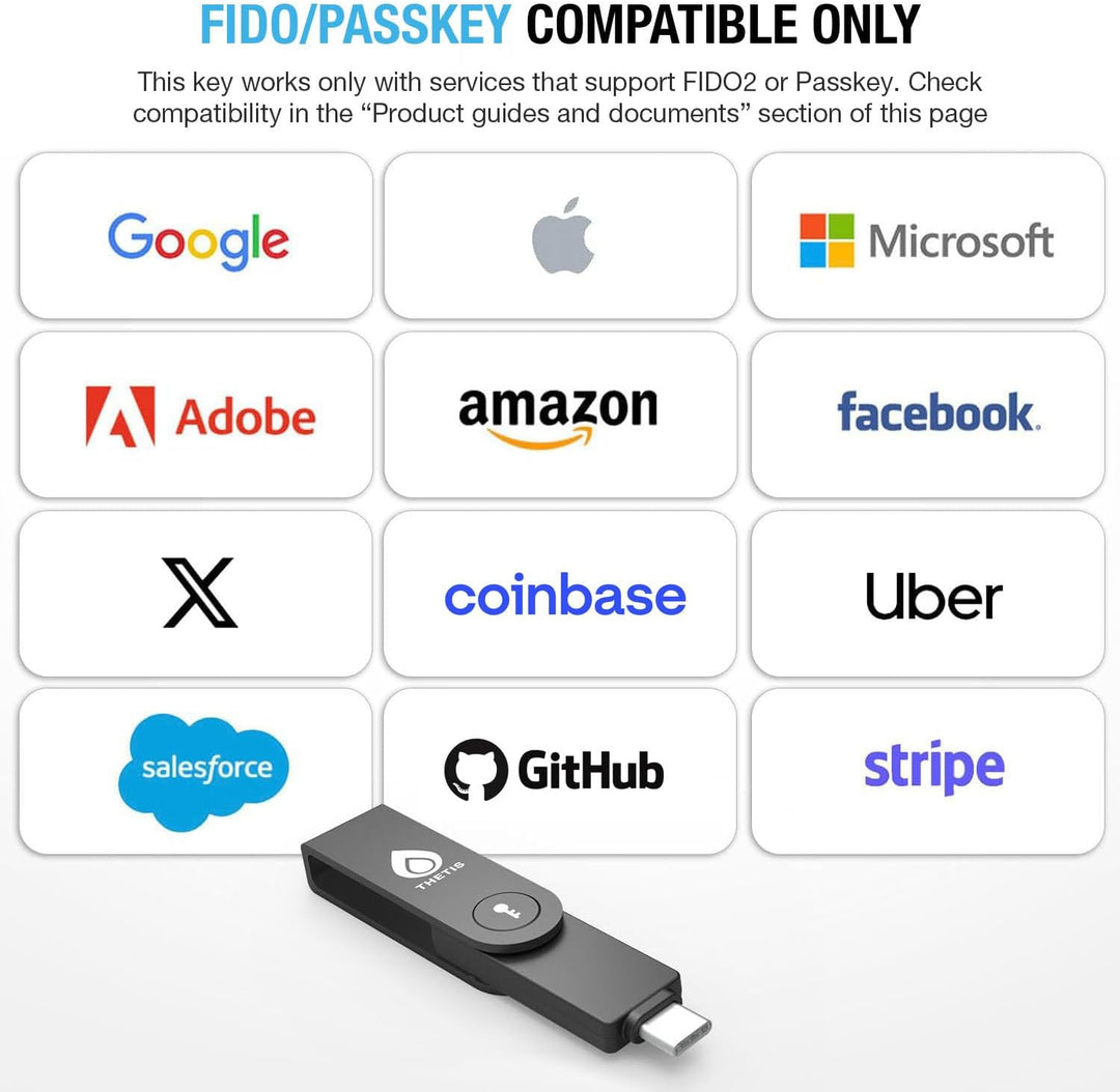 Thetis Pro-C FIDO2-Sicherheitsschlüssel-Passkey-Gerät mit USB C und NFC, TOTP/HOTP-Authentifizierung