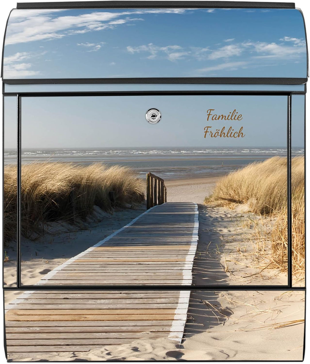 banjado Design Briefkasten personalisiert 38,5x46,5x13cm &amp; 2 Schlüssel - Briefkasten Stahl Schwarz Z