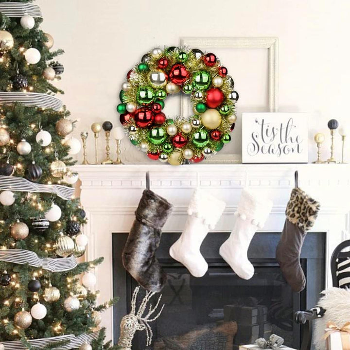 13 Zoll/33cm Weihnachtskranz, Türkranz, Weihnachtlicher Weihnachtskranz Outdoor, Weihnachtsdeko Indo