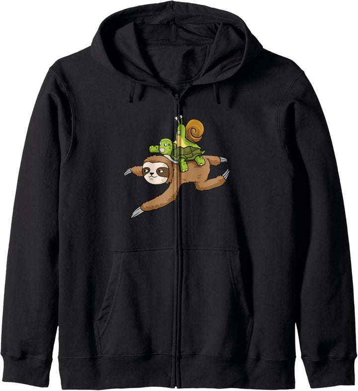 Langsame Freunde - Schnecke Schildkröte Faultier Kapuzenjacke