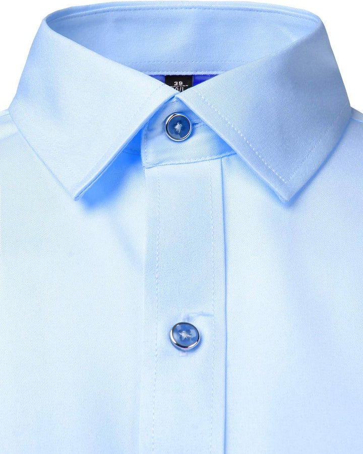 PARKLEES Herren Tailliert Freizeit Langarm Hemd Businesshemd für Hochzeit Business M Blau, M Blau