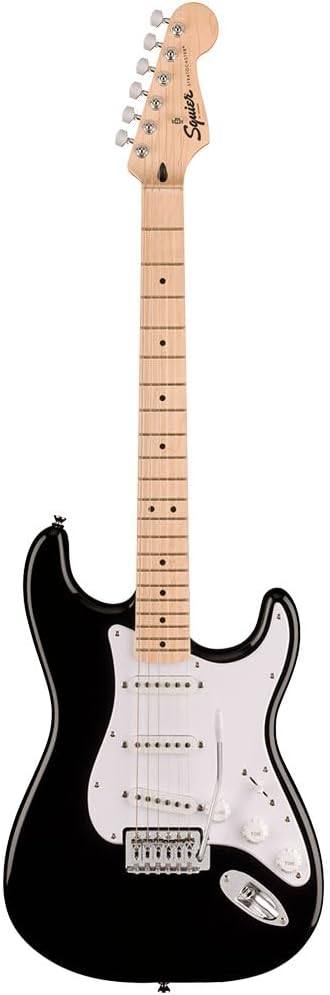 Squier by Fender Sonic Stratocaster® E-Gitarre, Griffbrett aus Ahorn, weisses Schlagbrett, schwarz