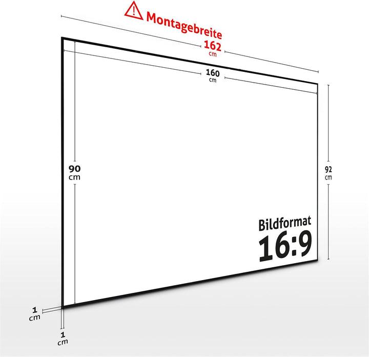 ESMART Expert UKD Akustik Rahmen-Leinwand [Grössenauswahl] 160 x 90 cm (72") 16:9 | Heimkino Beamer