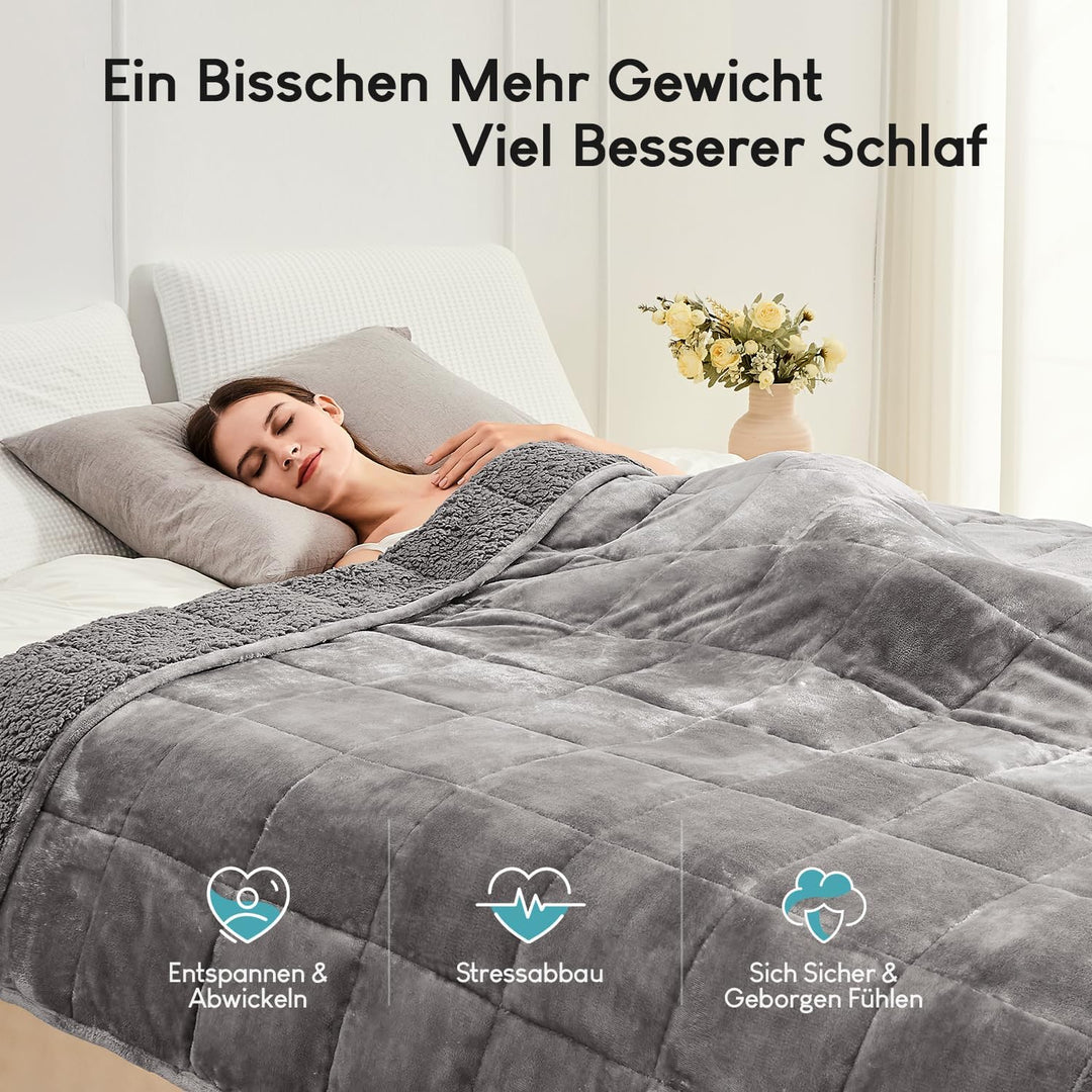 Cottonblue Gewichtsdecke 150x200cm 7kg- Sherpa Fleece Entspannungsdecke Erwachsene Zur Verbesserung