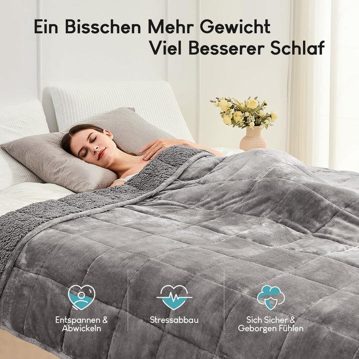 Cottonblue Gewichtsdecke 120x180cm 7kg- Sherpa Fleece Entspannungsdecke Erwachsene Zur Verbesserung