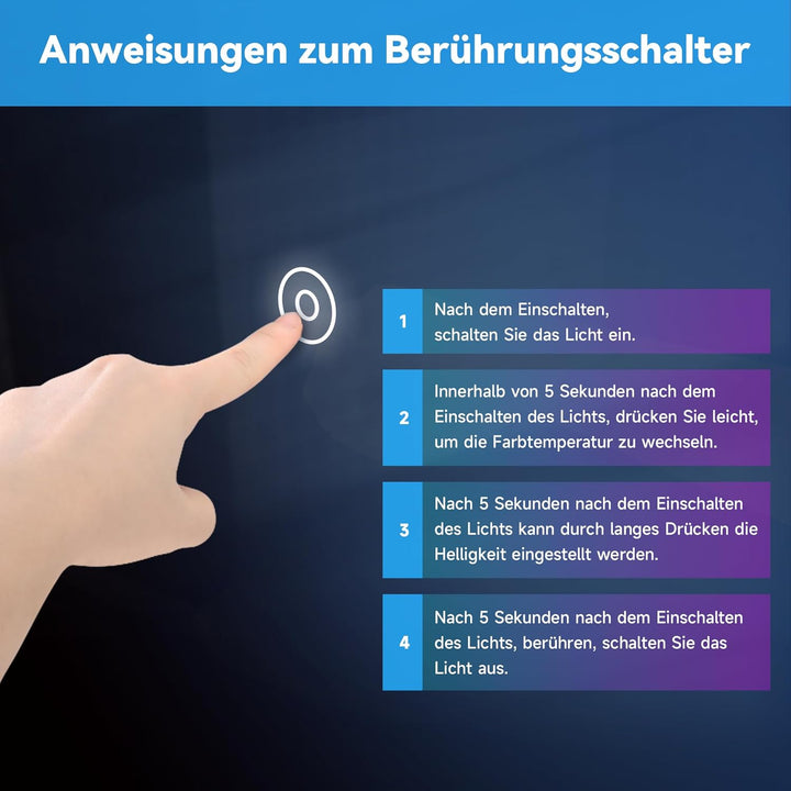 SONNI Badspiegel 50x70 cm LED Badspiegel mit Beleuchtung Badezimmerspiegel mit Touch-Schalter Wandsp