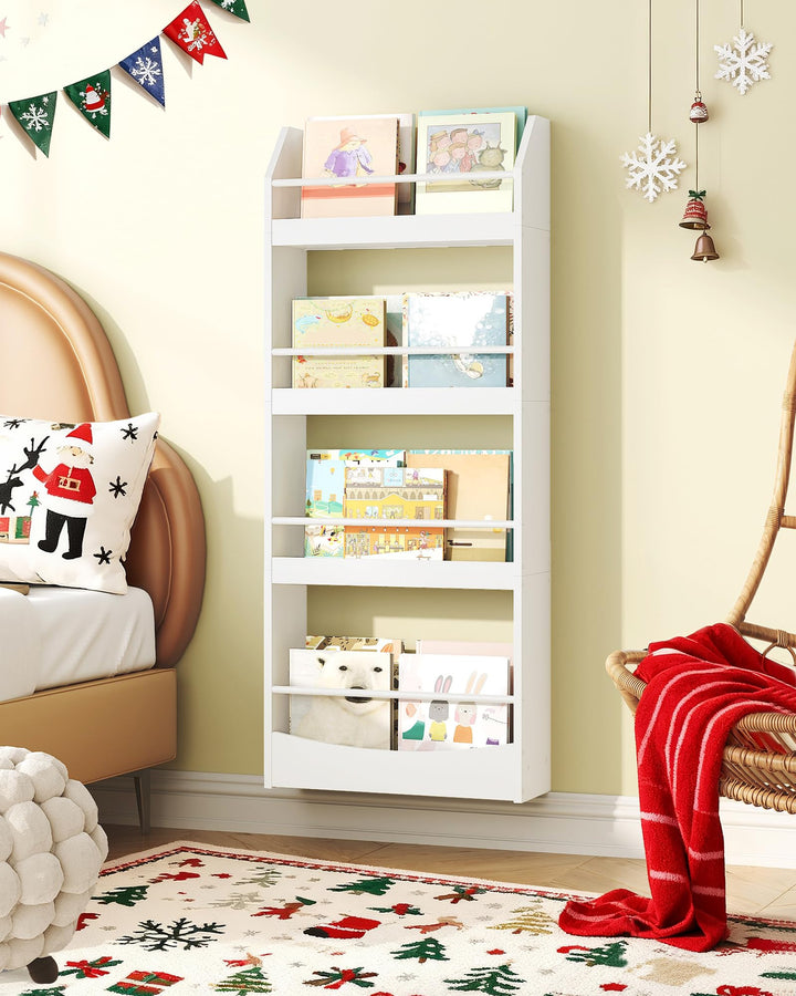 CHOEZON Kinderzimmer Möbel, 4-stöckiges Wandregal Bücher für Kinder, Bücherregal, Spielzeugaufbewahr