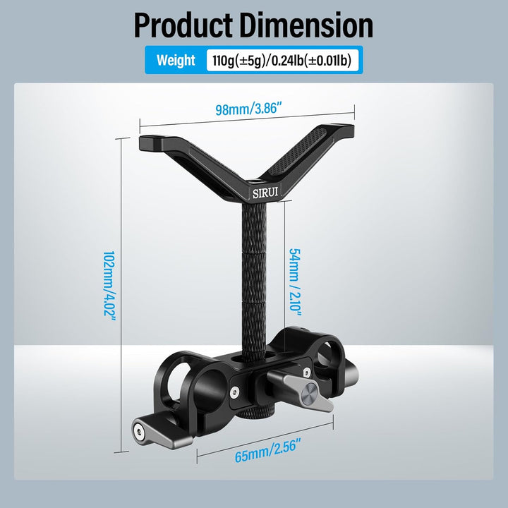 SIRUI AM-LB35 kameraobjektiv Unterstützung Lens Support, universelle 15mm Stangenklemme, 55mm Höhenv