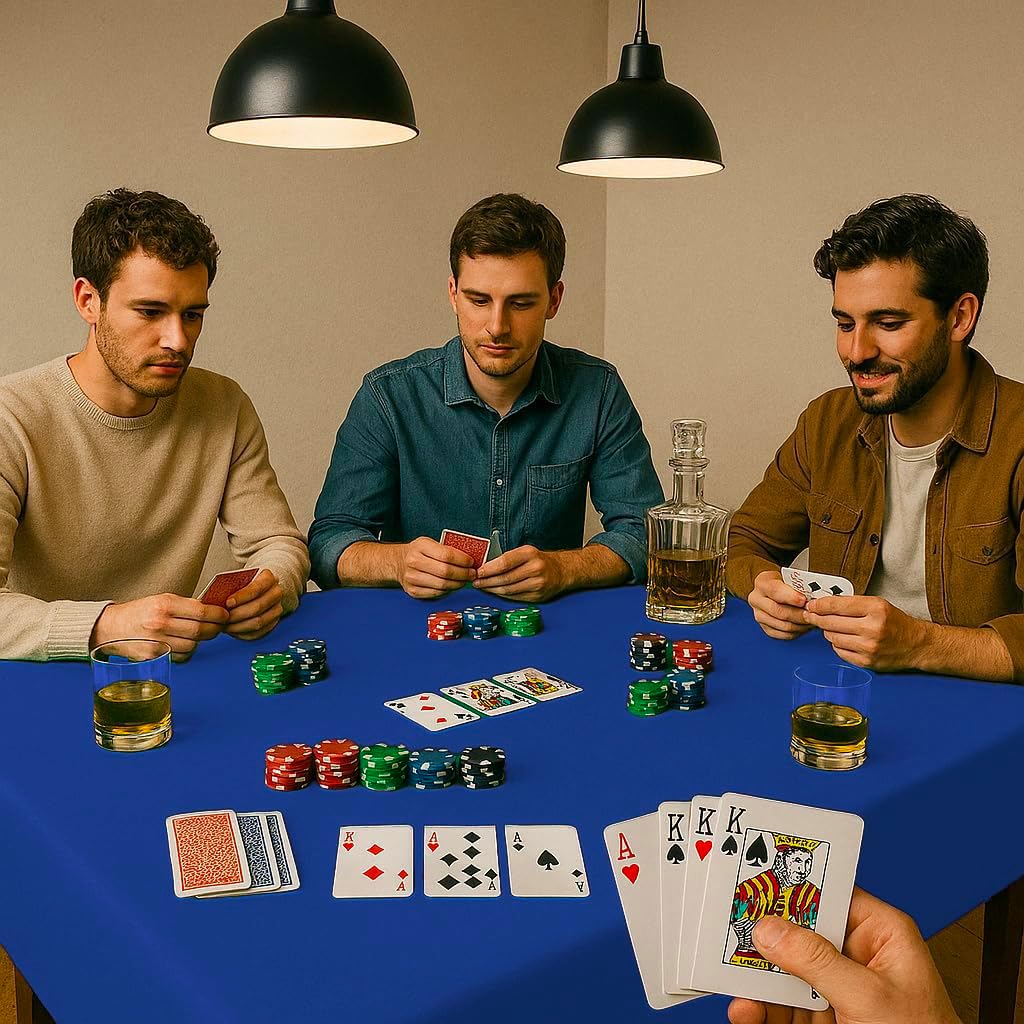 Byour3 - Blaues Tischspieltuch - Quadratische oder rechteckige Pokerkarten Buraco-Turnier Weihnachts