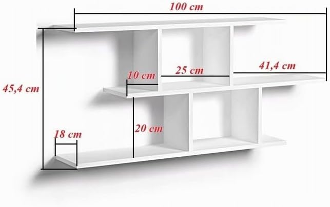 KUBUTKU Dekorativ Wandregal mit 2 Böden 100x45x18 Design Skandinavischer Modern für Wohnzimmer Küche