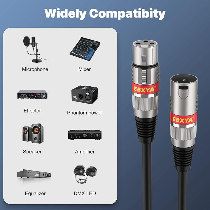 EBXYA Mikrofonkabel 2er-Pack 5m XLR männlich auf weiblich balanced mit blauen & roten Farbringen abg