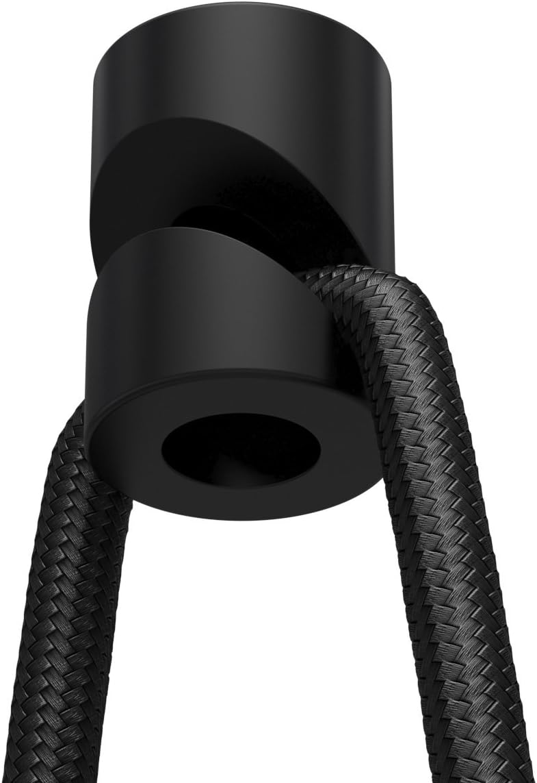 10x Stück - Aufputz-Kabelhalter für Textilkabel, Affenschaukel, Decken- und Wandpin - Schwarz 10x St