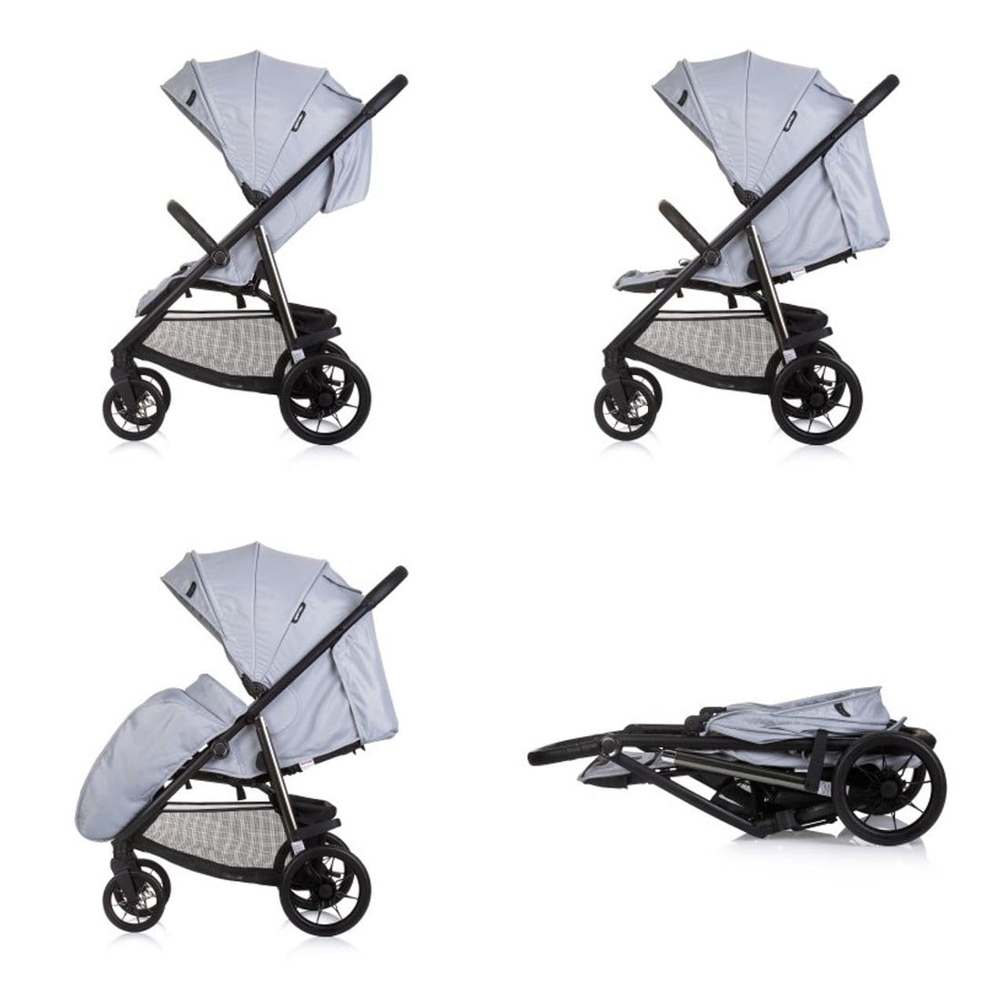Chipolino Kinderwagen Buggy Insta, Fussabdeckung, Federung, Korb, Gurt, klappbar grau, grau
