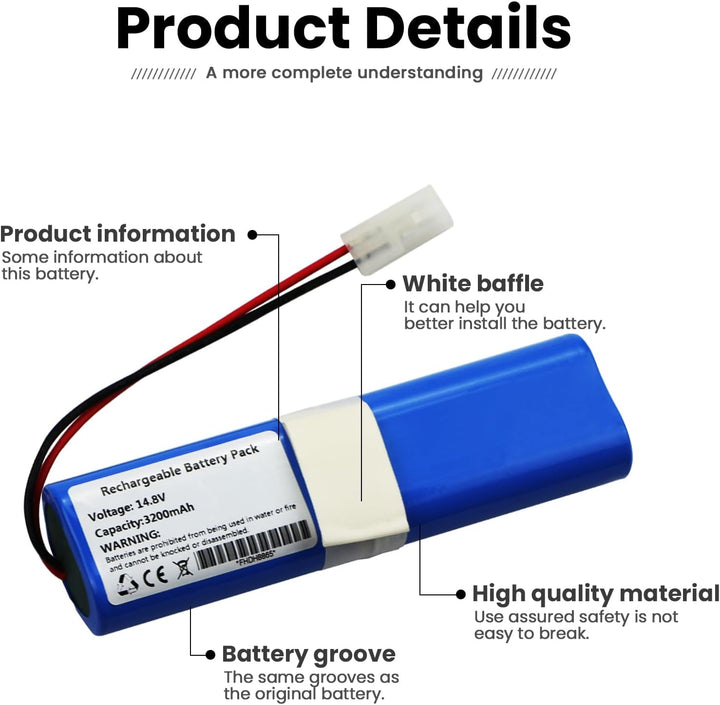 ANTIEE 3200mAh Vacuum Akku Kompatibel mit Qihoo 360 S6 Cleaner aspirateurs, Robots domestiques ménag