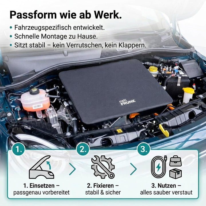 rati Frunk kompatibel für FIAT 500e 2020- |Erweiterter Front-Stauraum. Perfekt für Ladekabel, Zubehö