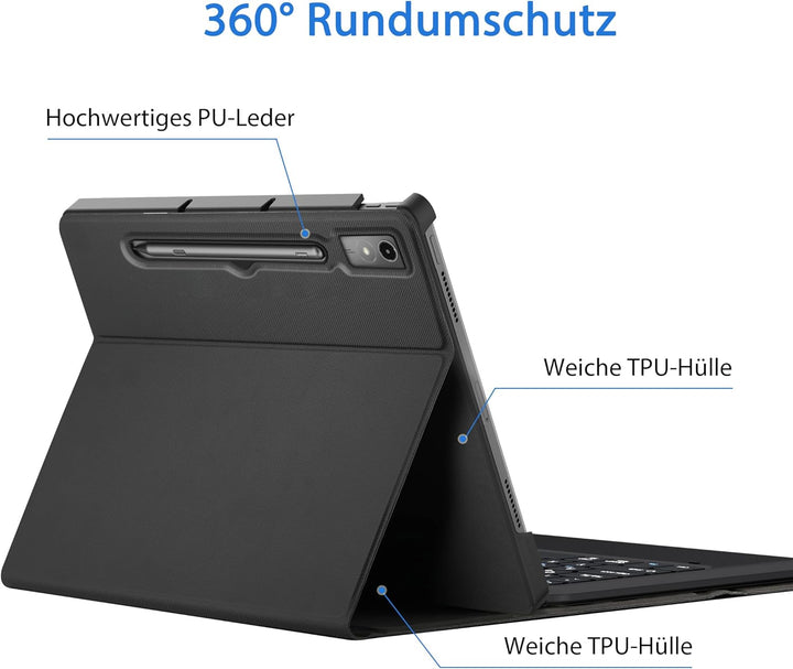EasyAcc Tastatur Hülle Kompatibel mit Lenovo Tab P12 2023 12,7 Zoll mit Stifthalter, Tastatur Magnet