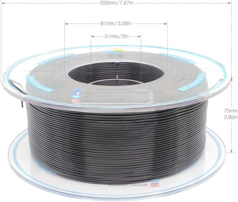 YOUSU PETG 3D Printer Filament 1.75mm, 1kg PLA Filament (2.2lbs) Better Physical Strength and Layer