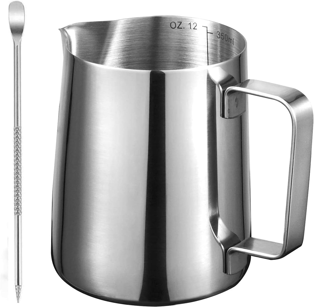 Milchkännchen aus Edelstahl, 350 ml – Milchkännchen aus Edelstahl mit Skala, Krug aus Edelstahl 304
