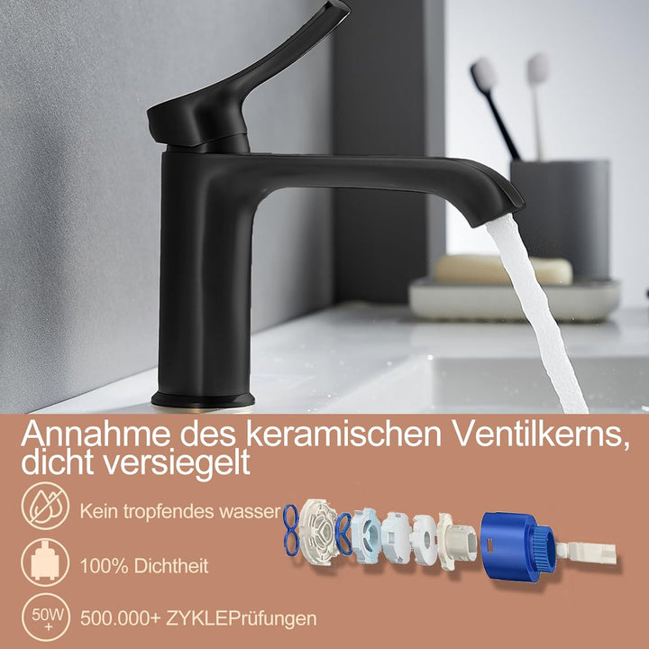 BELZ Wasserhahn Bad, Einhebel Waschtischarmatur, Waschbecken Armaturen, Armatur Badezimmer, Mischbat