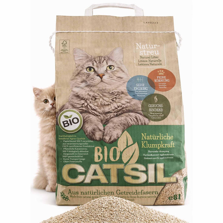 Bio-CATSIL 2x8 l Klumpstreu Katzenstreu klumpend kompostierbar 100% Pflanzenfasern