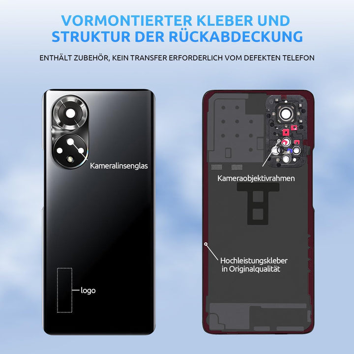 Eonpam Akkudeckel für Honor 50 Rückseite Glas Original Backcover Back Glas Ersatz Reparatur Set mit