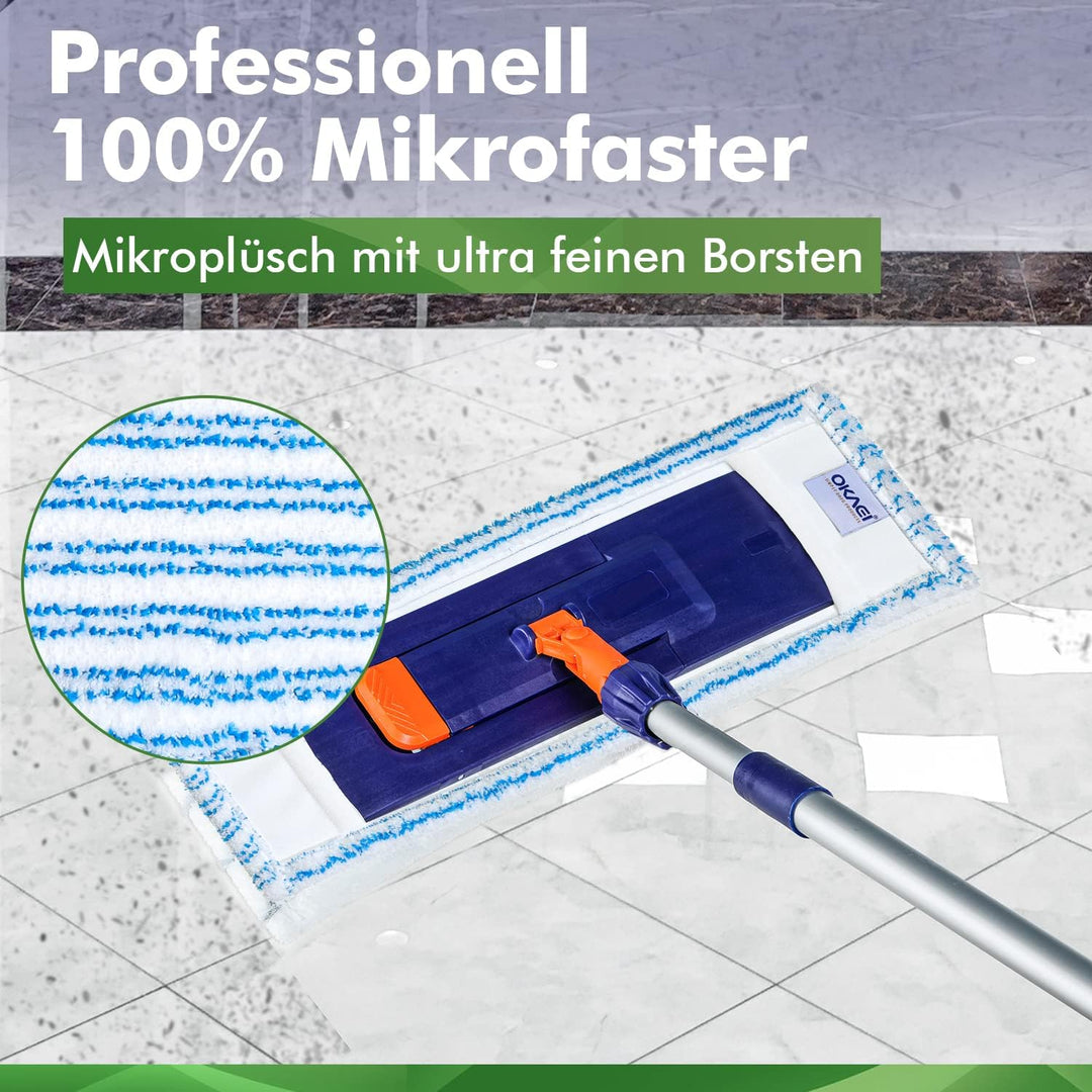 Okaei 10 Stück Wischmopp Bezug (40 cm) - Premium Bodenwischer-Wischbezug aus 100% Microfaser - Bezug