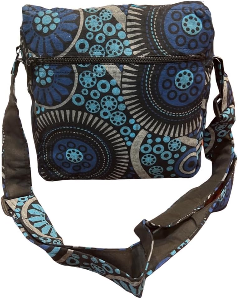 Damen Baumwolle Umhängetasche Indische Ethno Stil Boho Maliprint Tasche Baumwolle satche l mit Klapp