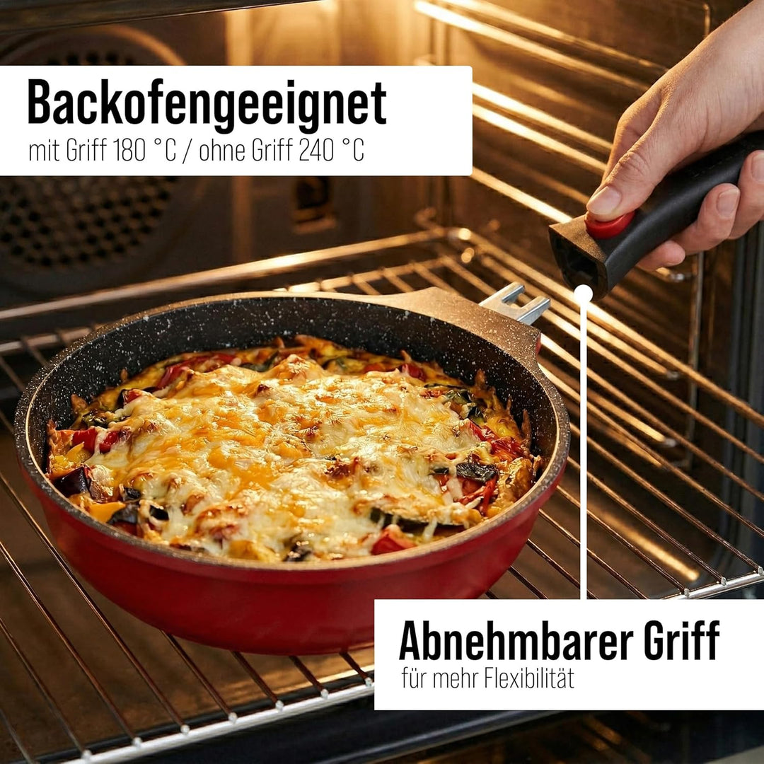 STONELINE SMART Bratpfanne mit Abnehmbarem Griff 20 cm, Kleine Aluguss Pfanne Induktion, Für alle He