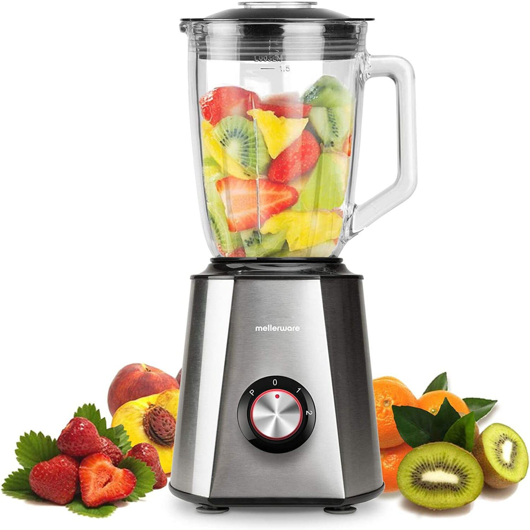 Mellerware Mixy! 1500 W | Glaskanne mit 1,5 l | 2 Geschwindigkeiten + Turbo | professioneller Lebens