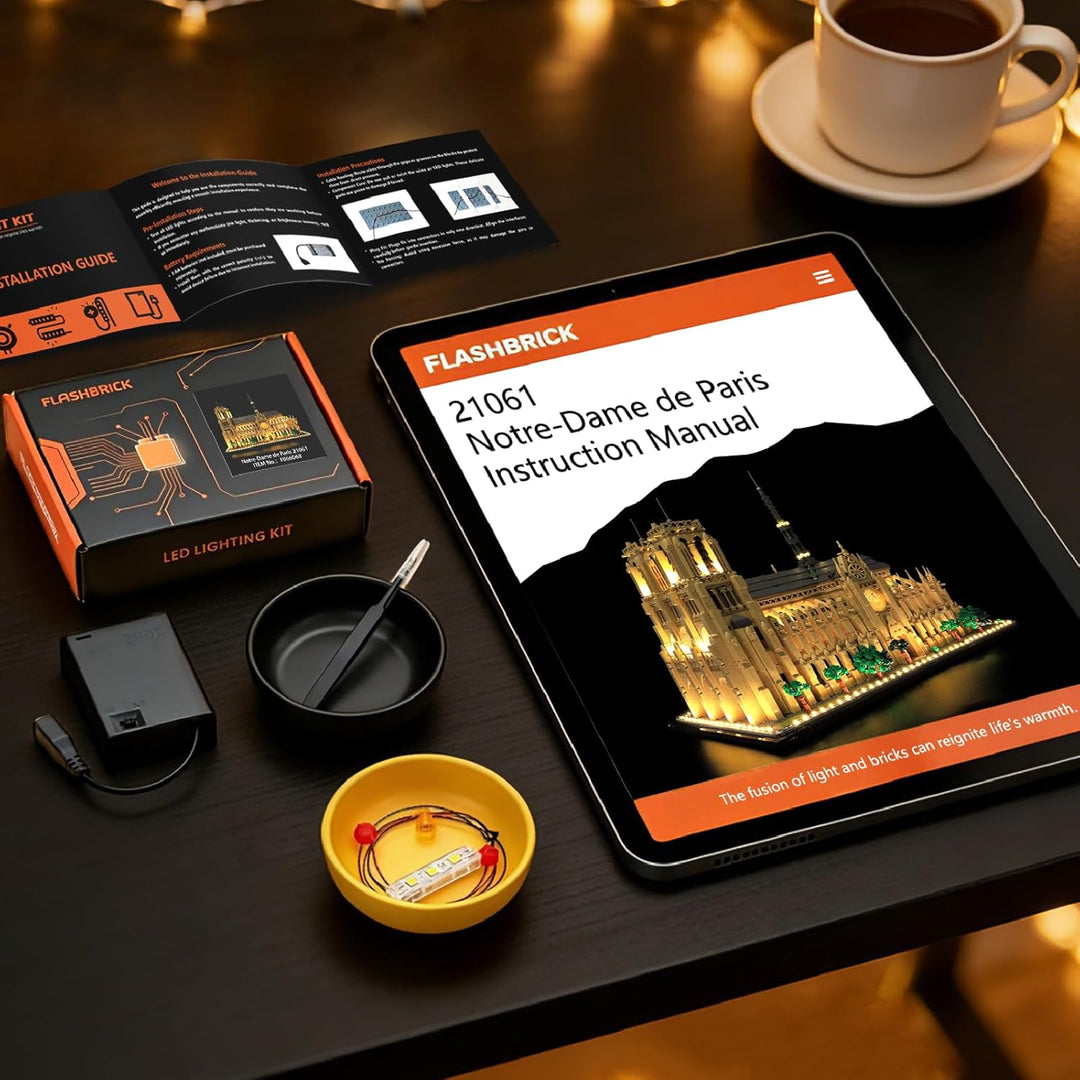 Premium LED-Lichtkit kompatibel mit LEGO 21061 Notre-Dame de Paris – Warme Beleuchtung für das Archi