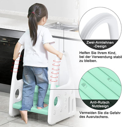 Aufun Tritthocker Kinder, 2 Stufen Trittschemel, Anti-Rutsch-Funktion, Perfekt für Kinderzimmer, Küc