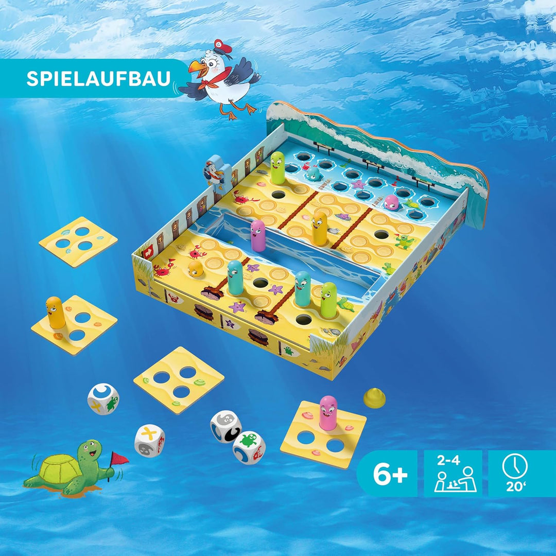 HABA Watt geht ab?! – Lustiges 3D-Strand-Würfelspiel &amp; Familienspiel ab 6 Jahren – Für 2–4 Spieler m