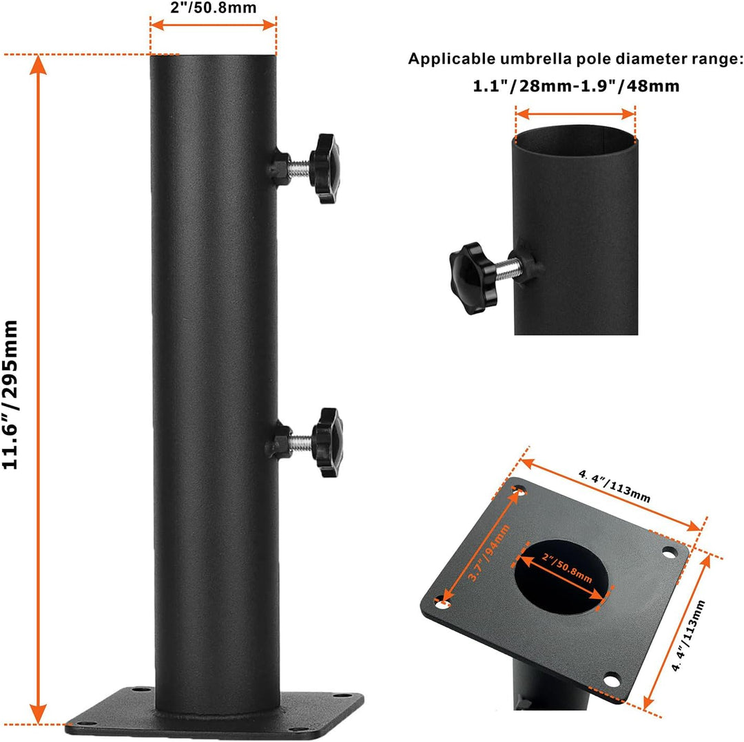 VANROUG Robuster quadratischer Sonnenschirmständer Sonnenschirmfuss aus Stahl mit verstellbarem Knau