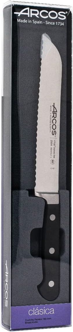 Arcos 256400 Serie Clasica - Brotmesser - Klinge aus Nitrum geschmiedetem Edelstahl 180 mm - HandGri