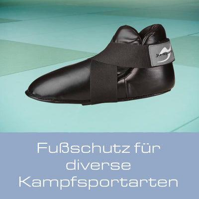 Ju-Sports Fussschutz - schwarz I Gepolsterter Kampfsport & Kickboxen Fussschutz mit Klettband & Zehe