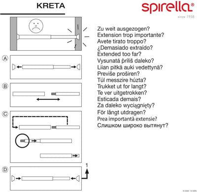 Spirella Teleskop Duschstange Duschvorhangstange Kreta, Teleskopstange Kratzfest Verstellbereich 125