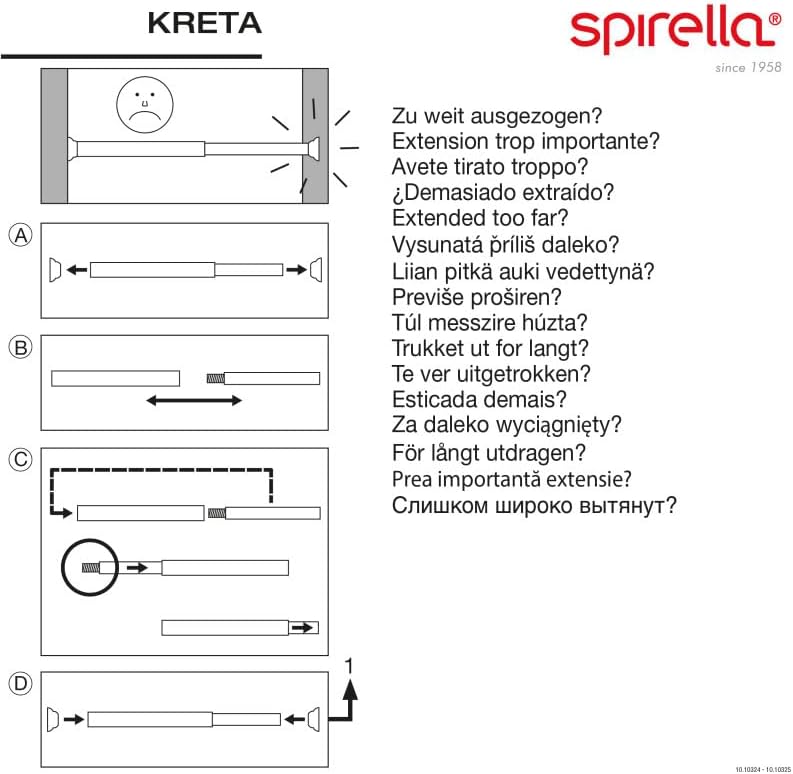 Spirella Teleskop Duschstange Duschvorhangstange Kreta, Teleskopstange Kratzfest Verstellbereich 125