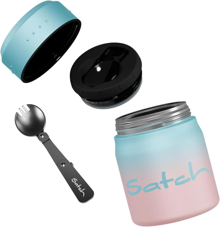 Satch Thermo Lunchbox 500ml, auslaufsicher, isoliert, mit Gabel-Löffelkombination Light Blue Graffit