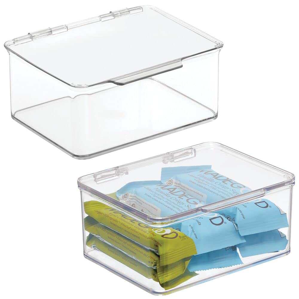 mDesign 2er-Set Küchen Organizer mit Deckel – Vorratsdosen für Küchenregal und Vorratskammer – stape