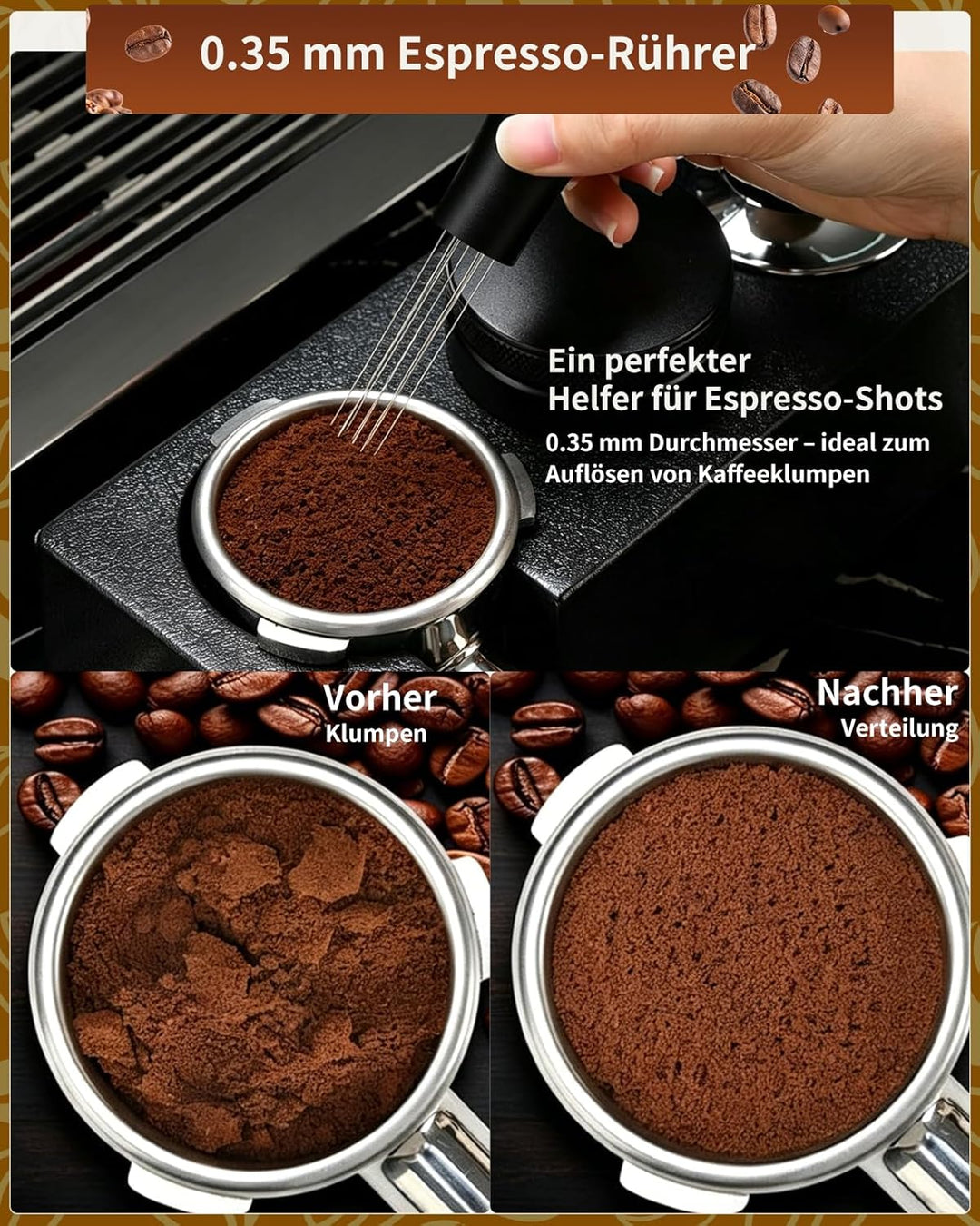 51mm Siebträger Zubehör | Coffee Distributor 51mm Espresso Leveler Tool, Komplettes Barista Set mit