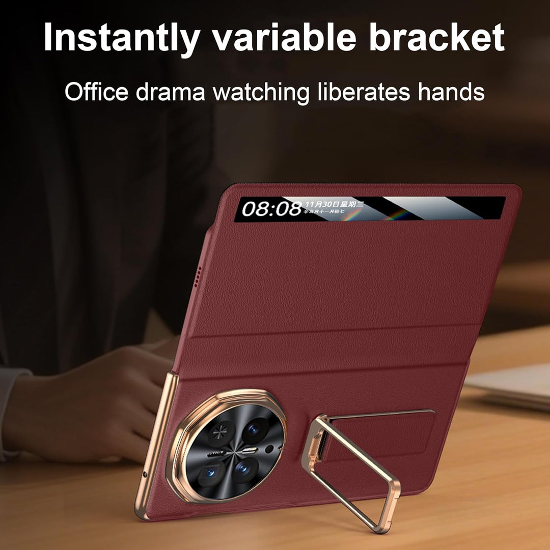 Hülle für Honor magic V6 mit Metall Halter Magnet Ständer, Ultradünn Prämie PU Leder Back Handyhülle